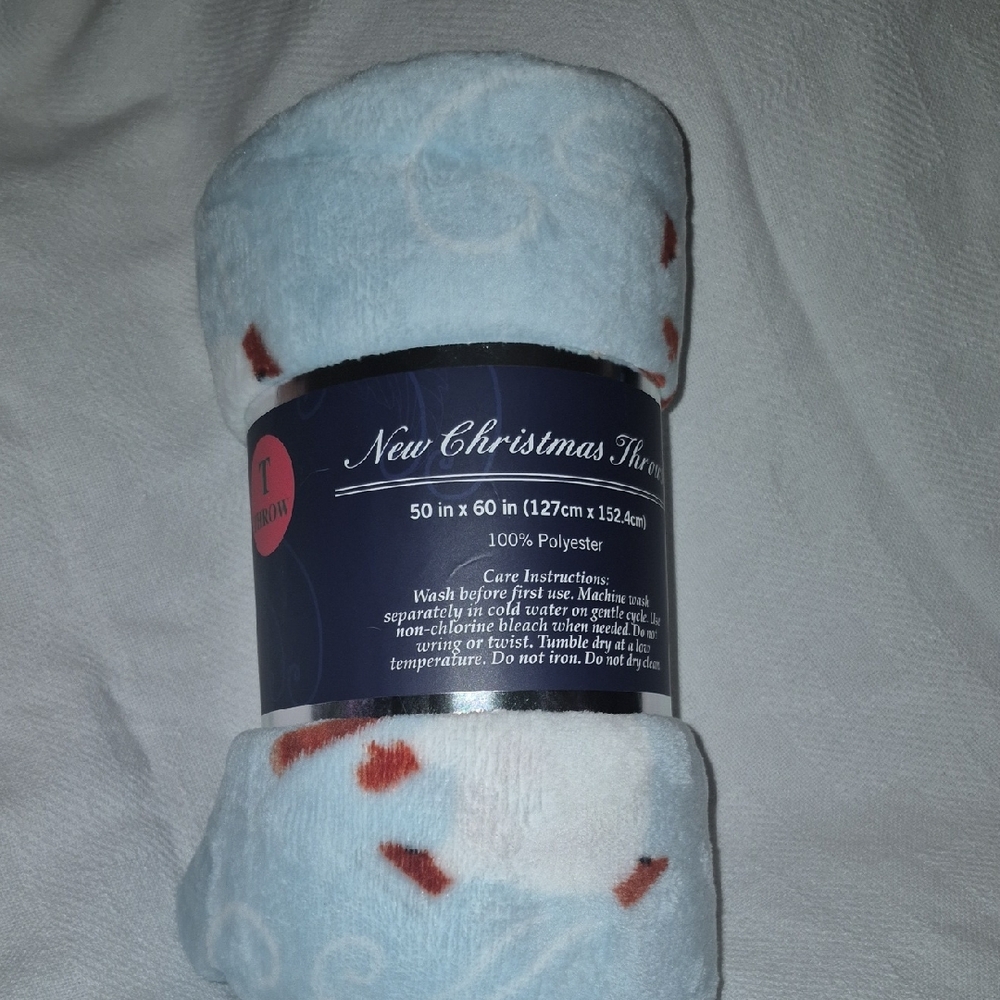 Festive Blue and Red Throw Blanket